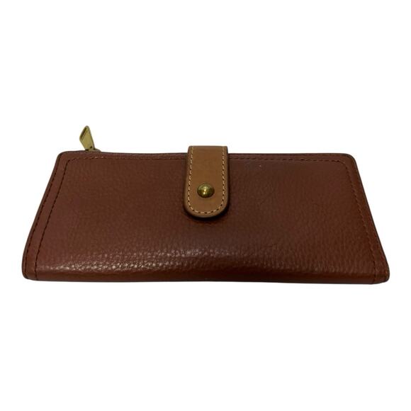 Fossil Keely Tab Clutch in Brown Multi Snap Close Zipper Pocket - Picture 1 of 9
